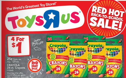 Toys R Us Crayons for $.25