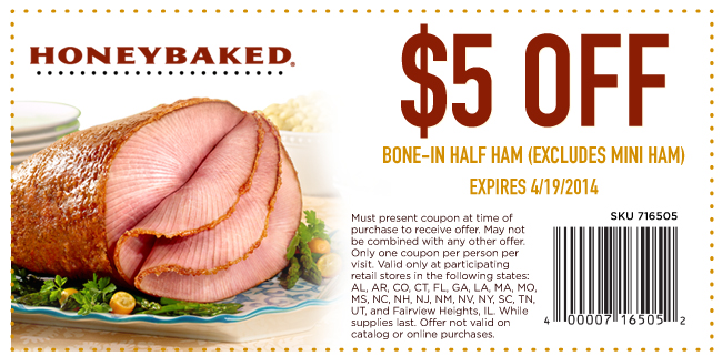 Honey Baked Ham Store Coupons for Easter
