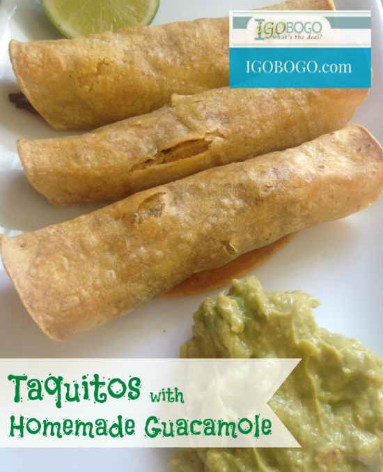 Homemade Taquitos with Guacamole Side