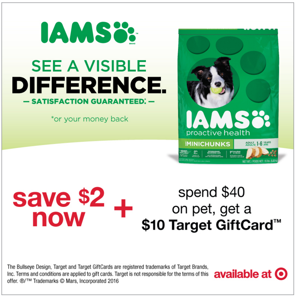 Save $2 on IAMS PLUS Get a $10 Target Gift Card with Pet Product Purchase