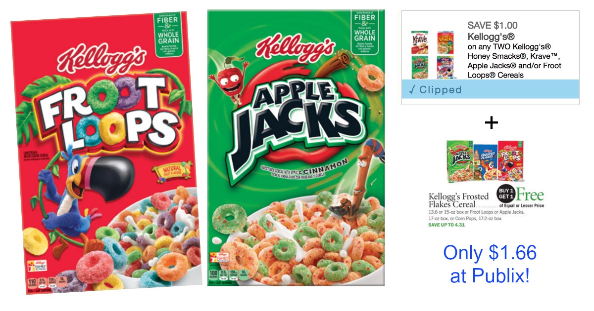 Kellogg’s Froot Loops and Apple Jacks Only $1.66 at Publix After Coupon